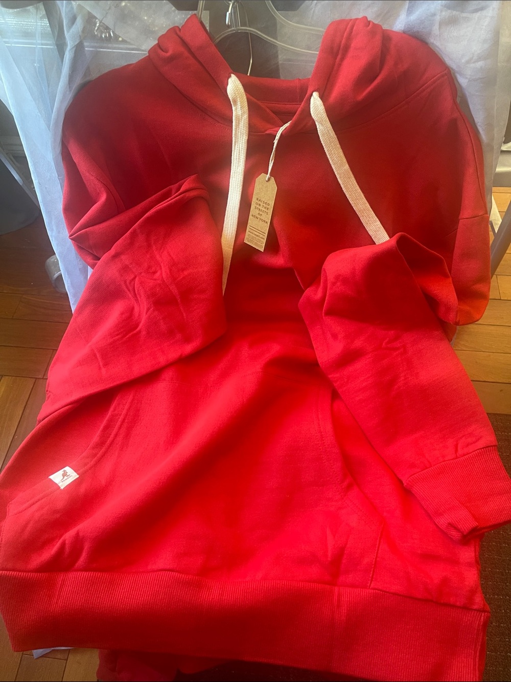 Kangol Men's Red Tracksuit Set Hoodie Pants Cotton Logo Drawstring Regular Fit